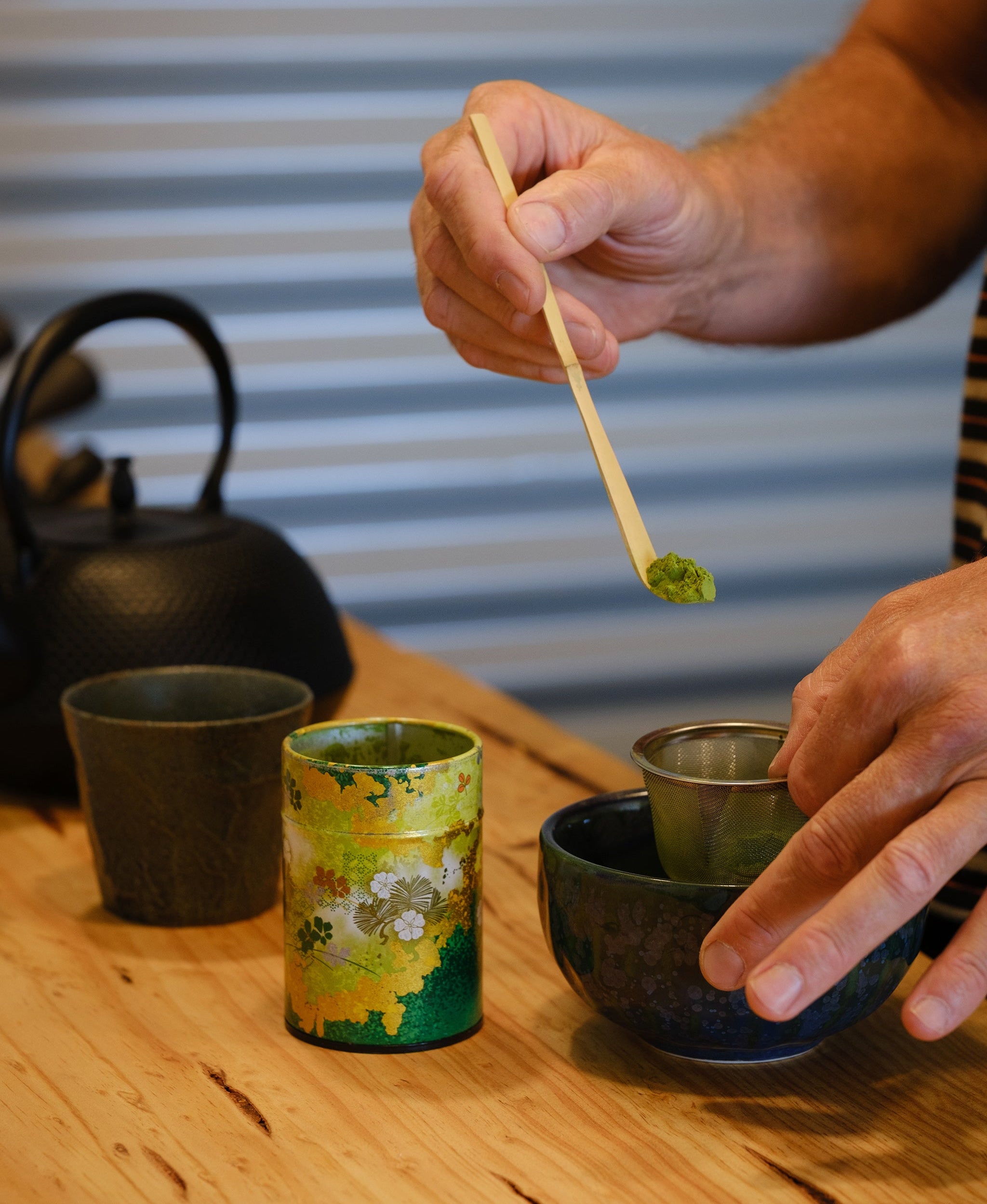 matcha preparation with chashaku